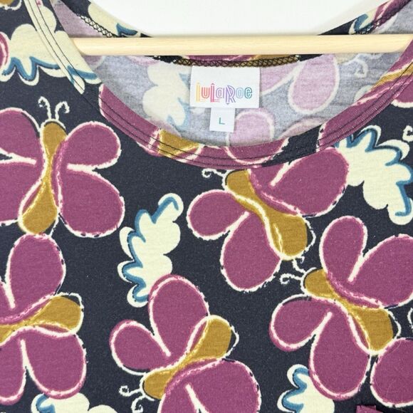 Lularoe Womens Large Purple Butterfly Short Sleeve Hi Low Midi Pullover Dress - Picture 4 of 6
